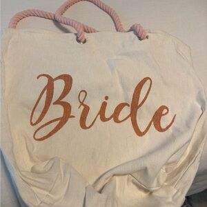 Bride Canvas Tote Bag - Cream and Pink